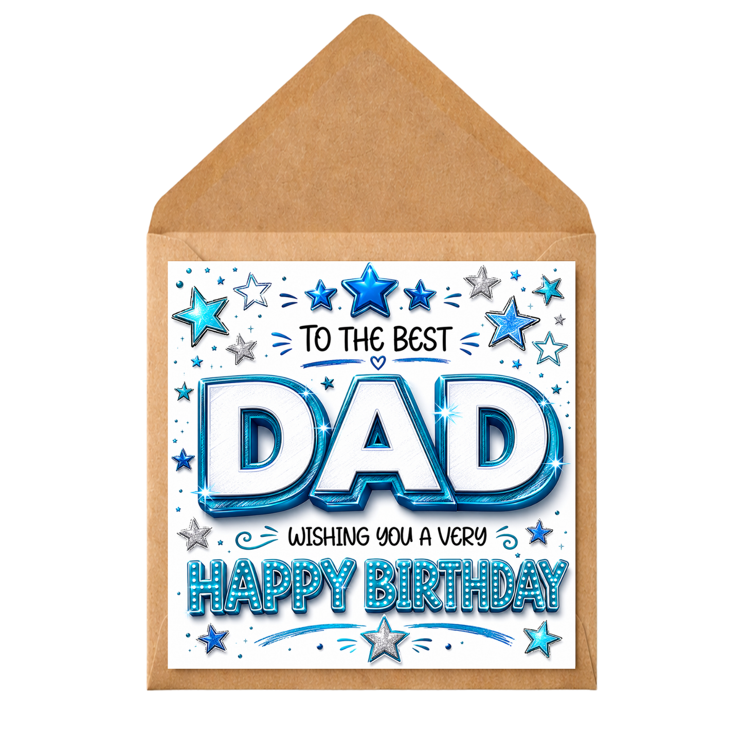 Personalised Birthday Card for Dad: Custom Message, Kraft Envelope