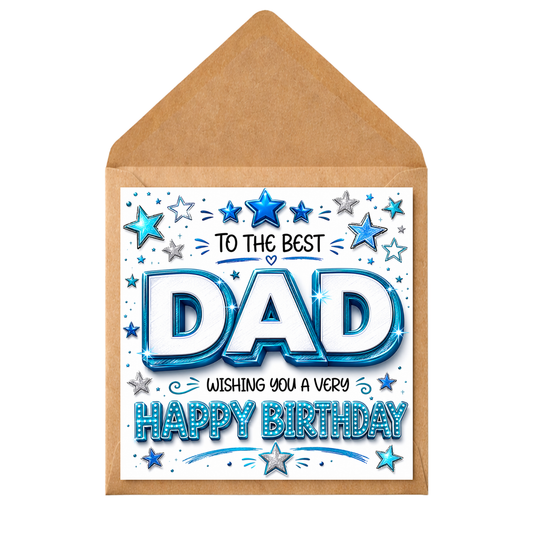 Personalised Birthday Card for Dad: Custom Message, Kraft Envelope