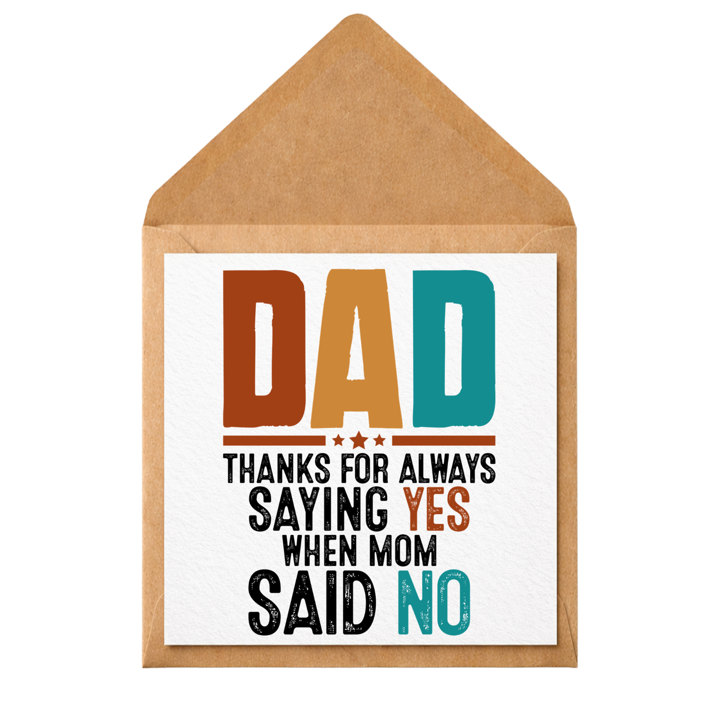 Funny Dad Card | Dad Thanks For Always Saying Yes When Mom Said No | Father’s Day Card | Birthday Card for Dad | Humorous Dad Greeting Card