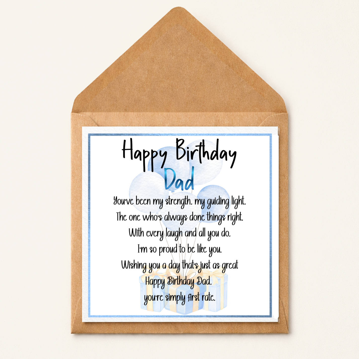 Personalised Dad Birthday Card, Happy Birthday Dad Card, Father Birthday Card from Son Daughter, Dad Poem Card, Special Dad Birthday Gift