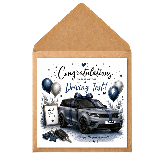Driving Test Congratulations Card | Personalised New Driver Card | Passed Driving Test Gift | First Car Celebration Card | Custom Name Card