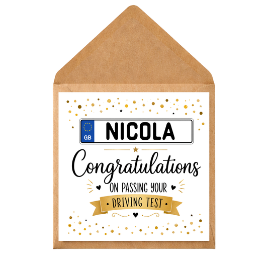 Personalised Driving Test Pass Card, Congratulations Driving Test Card, New Driver Gift, First Car Celebration, Personalised Name Number Plate Card