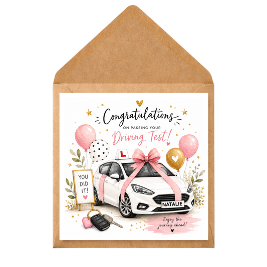 Driving Test Congratulations Card | New Driver Card | Passed Driving Test Card | Personalised Car Test Pass Card | First Car Congratulations