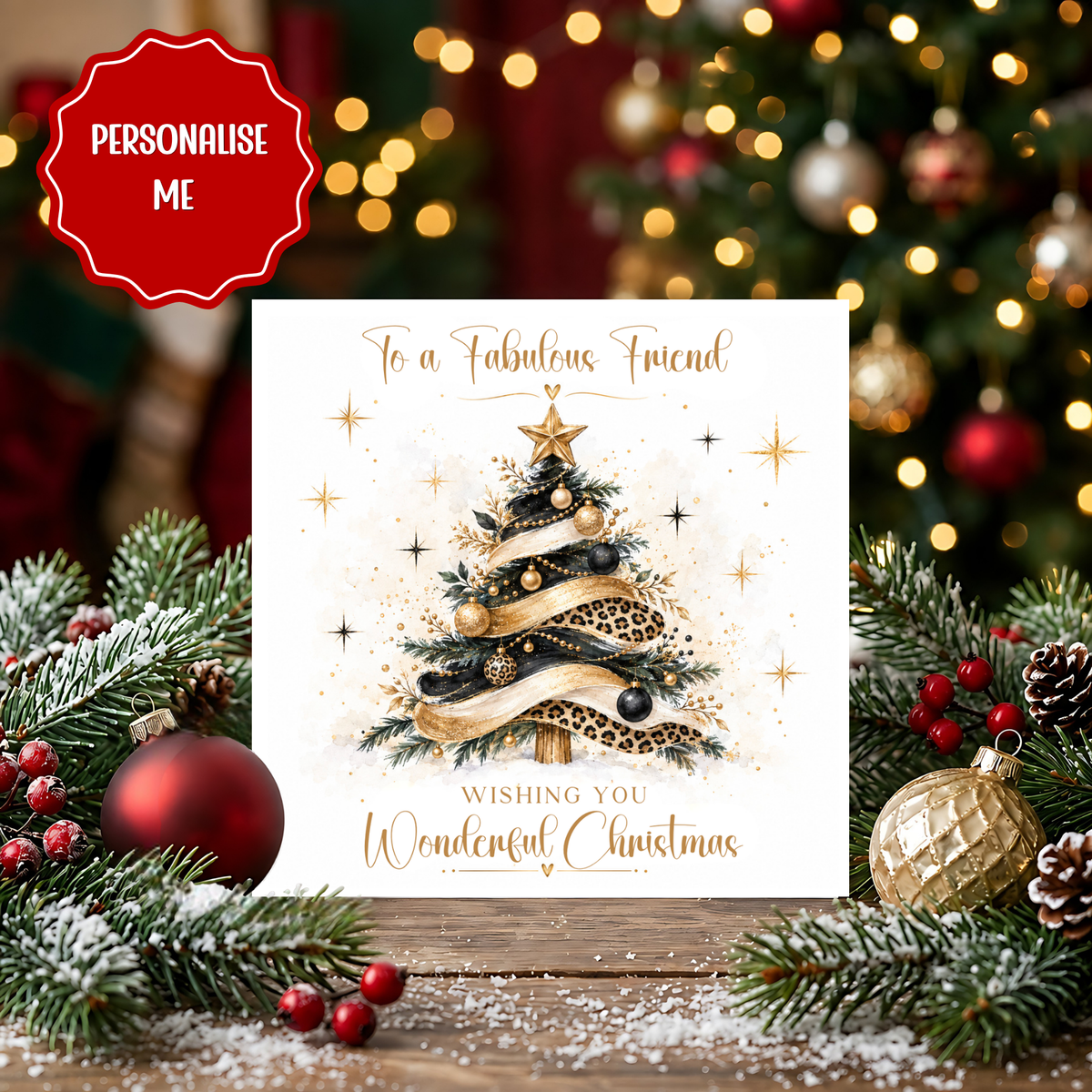 Personalised Friend Christmas Card, Christmas Card for Best Friend, Fabulous Friend Xmas Card, Custom Name Christmas Card for Her