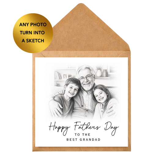 Personalised Father’s Day Card | Custom PhoPersonalised Father’s Day Sketch Card | Custom Photo Grandad Card | Daddy Gift from Kids | Any Photo Turned Into Sketch