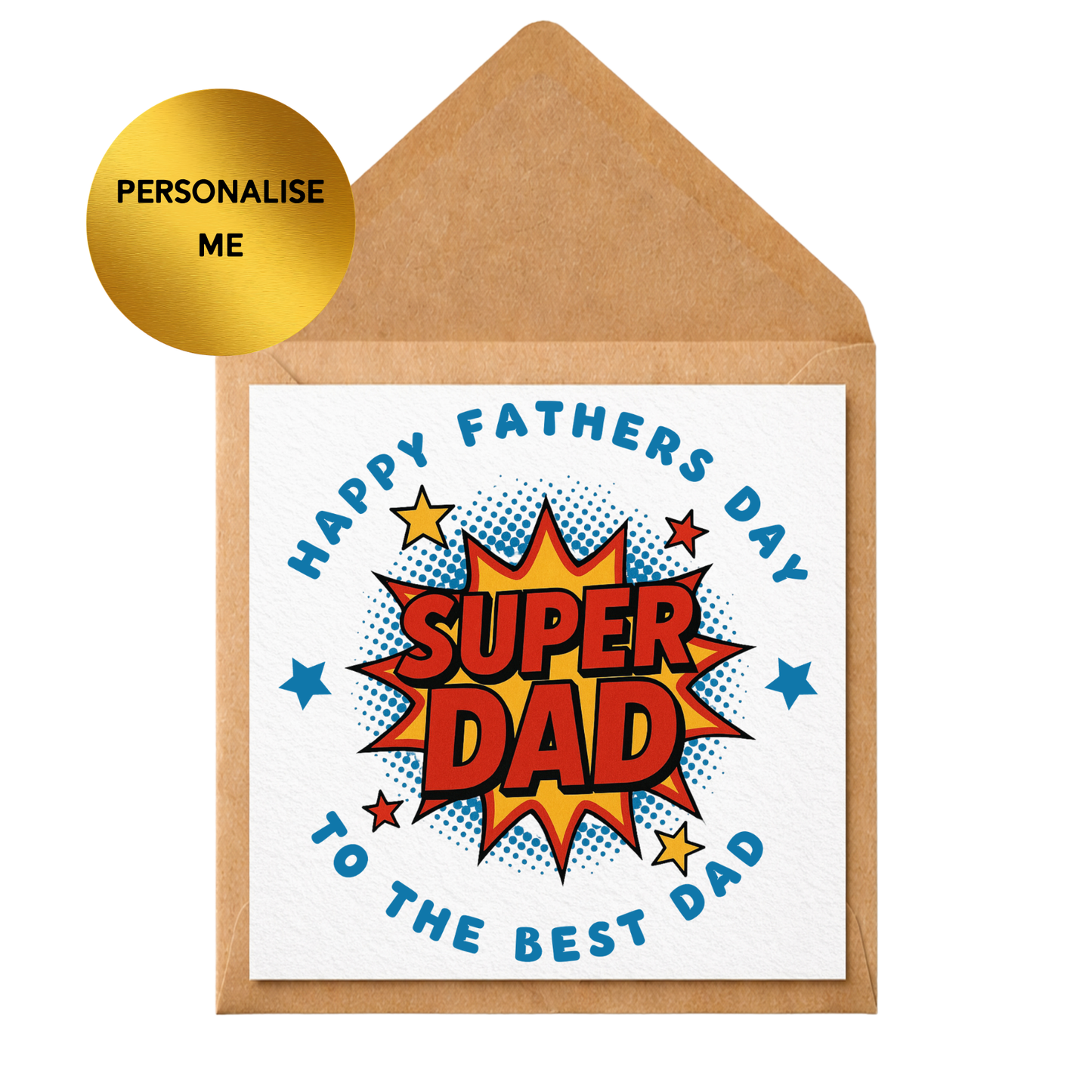 Personalised Super Dad Father’s Day Card | Funny Comic Style Dad Card | Custom Father’s Day Greeting Card | Dad Birthday Card