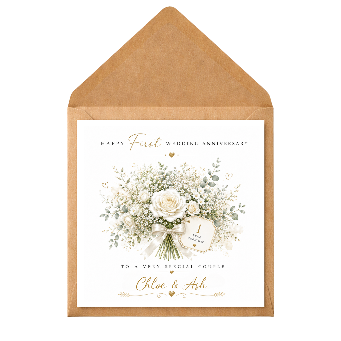 Personalised 1st Wedding Anniversary Card, Paper Anniversary Card, First Wedding Anniversary, Personalised Couple Card, One Year Together