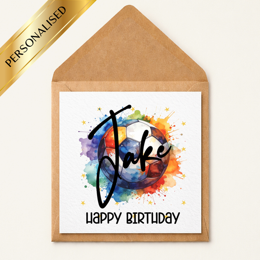 Personalised Football Birthday Card | Custom Name Soccer Card | Football Fan Birthday Card | Boys Birthday Card | Sports Birthday Card | Any Name Card