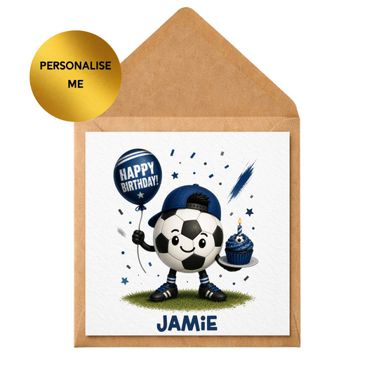 Personalised Football Birthday Card for Boys | Custom Name Birthday Card | Cute Soccer Ball Card | Son Grandson Nephew Birthday Card