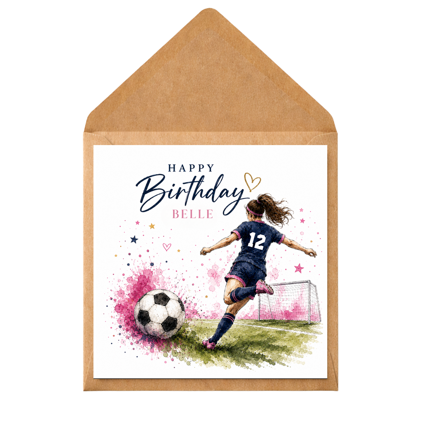 Personalised Girls Football Birthday Card | Soccer Birthday Card for Daughter | Custom Name Card for Football Girl Fan