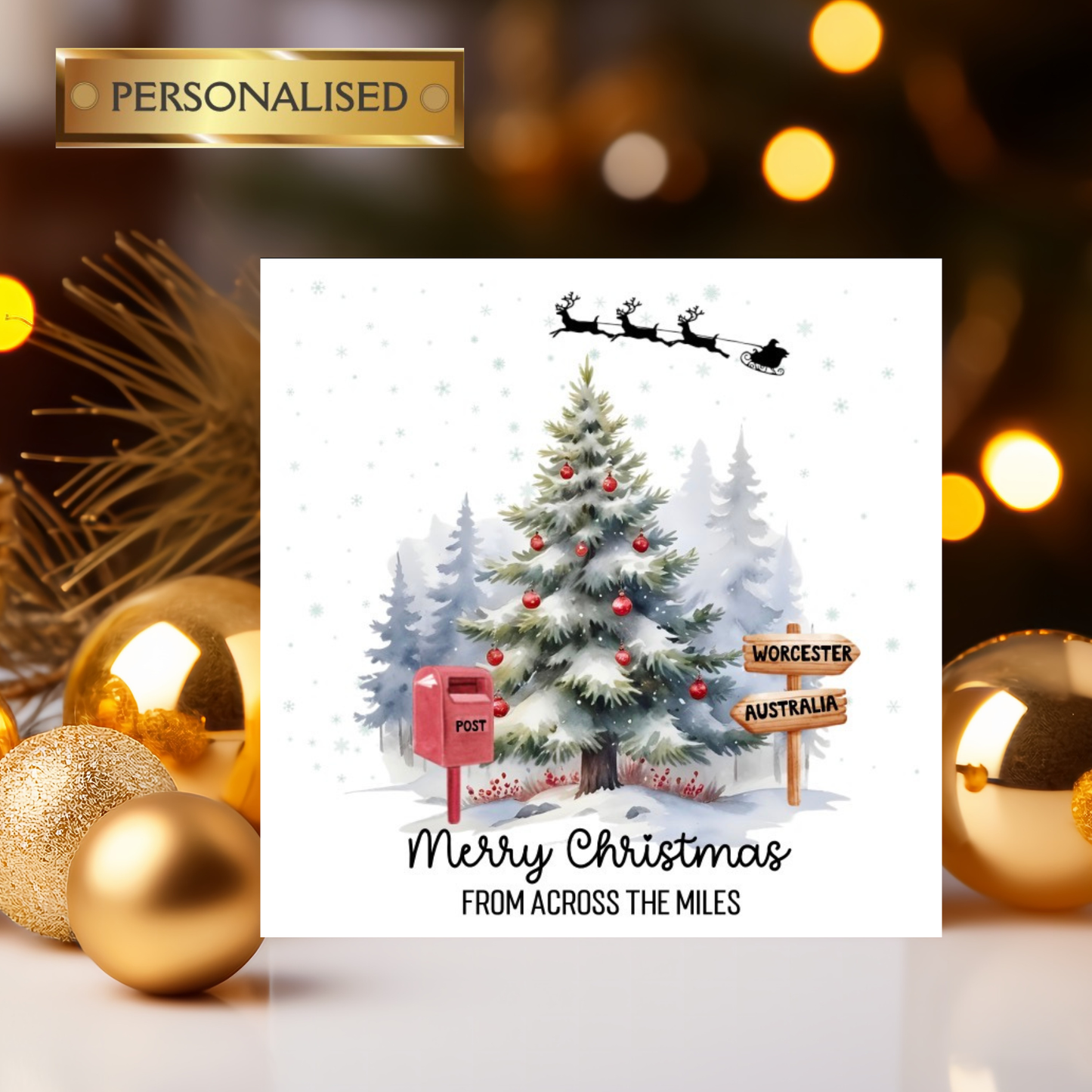 Personalised Across the Miles Christmas Card – Custom Country Names