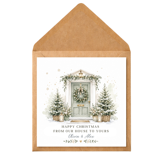 Personalised Christmas Card From Our House to Yours, Custom Family Xmas Card, Couple Christmas Card, New Home Festive Card