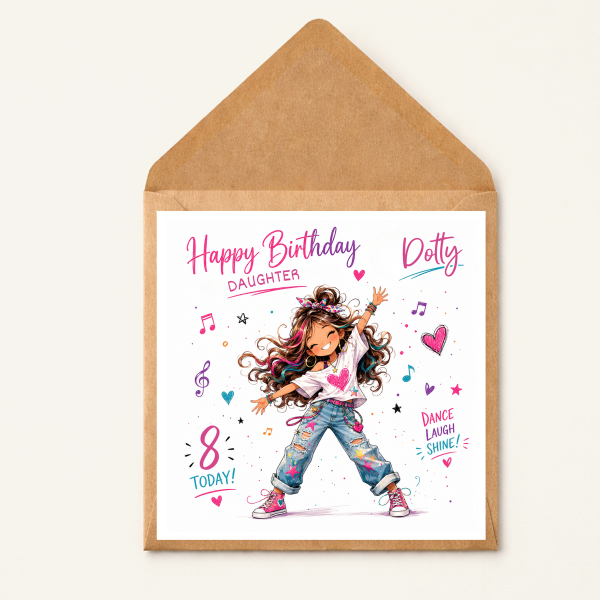Personalised Daughter Birthday Card, Girls Birthday Card, Teen Girl Birthday Card, Custom Name Age Card, 10th 11th 12th 13th Birthday