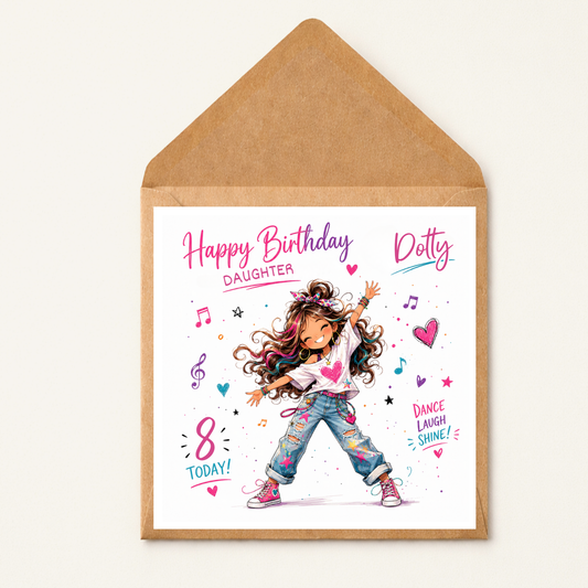 Personalised Daughter Birthday Card, Girls Birthday Card, Teen Girl Birthday Card, Custom Name Age Card, 10th 11th 12th 13th Birthday