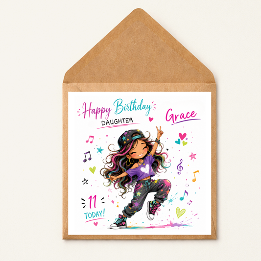 Personalised Daughter Birthday Card, Girls Birthday Card, Teen Girl Birthday Card, Custom Name Age Card, 10th 11th 12th 13th Birthday