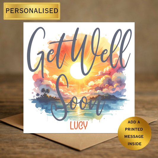Personalised Get Well Soon Card | Custom Name Recovery Card | Thinking of You Card | Any Recipient | Add Message Inside