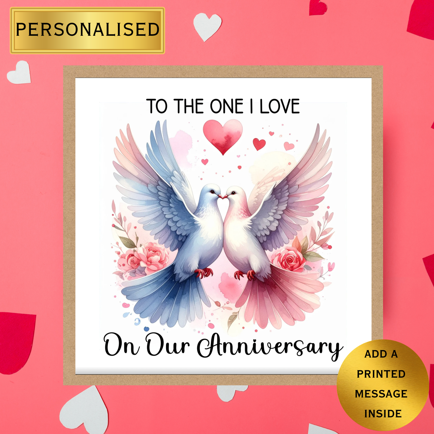 Personalised Valentine’s Day Card for Him or Her | Romantic Anniversary Card | To The One I Love | Custom Love Card | Printed Message Inside