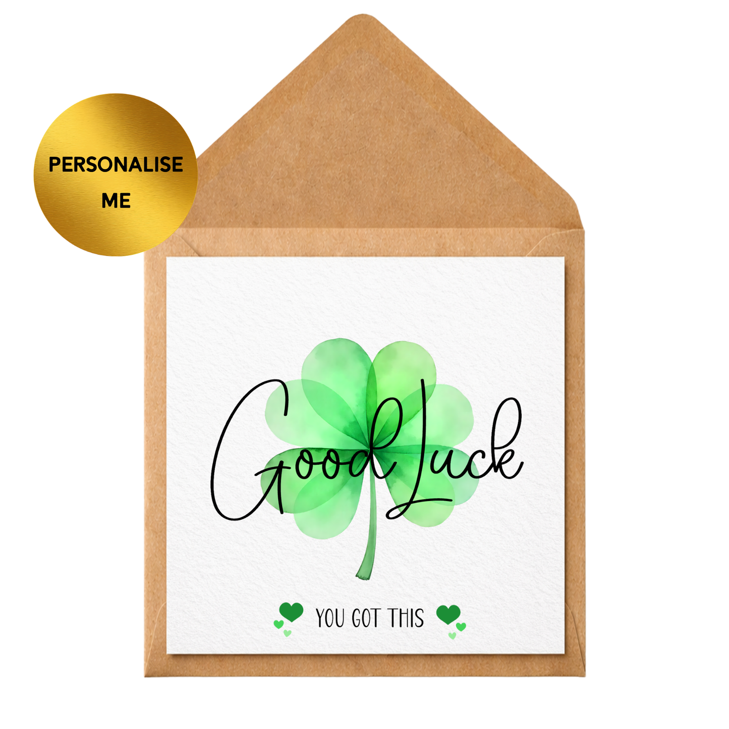 Good Luck Card with Four Leaf Clover | You Got This Card | Exam Card | New Job Card | Positive Encouragement Card | Personalised Good Luck Card