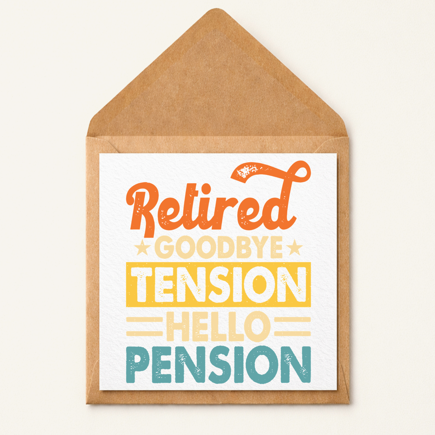 Personalised Funny Retirement Card – "Goodbye Tension Hello Pension" – Humorous Greeting Card
