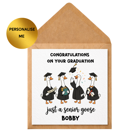 Personalised Graduation Card Funny Goose Card | Congrats Graduate Card | Class of 2026 Card | Custom Name Graduation Card | Cute Graduation Gift
