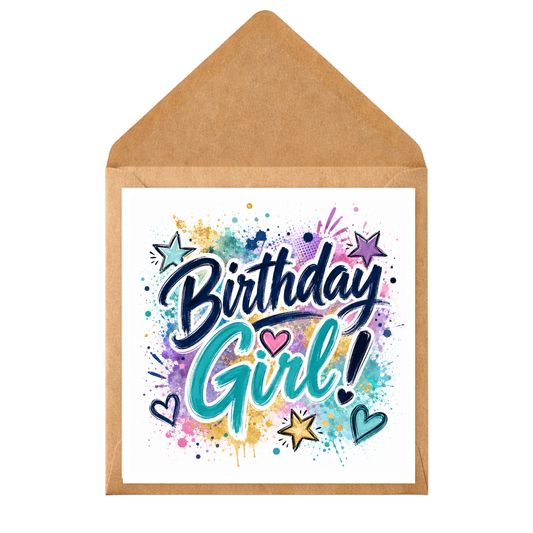 Birthday Girl Card | Colourful Graffiti Birthday Card for Her | Modern Birthday Card | Teen Girl Birthday Card | Cute Birthday Card