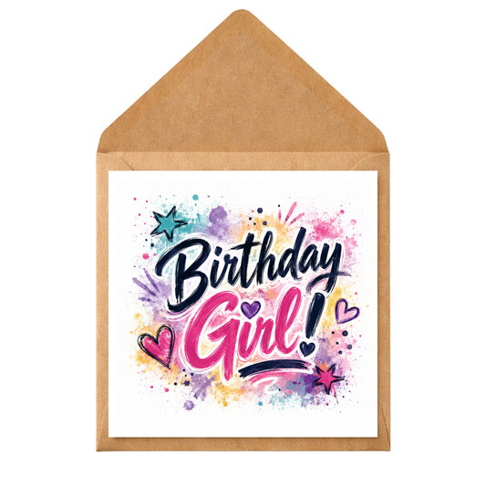 Birthday Girl Card | Colourful Graffiti Birthday Card for Her | Modern Birthday Card | Teen Girl Birthday Card | Cute Birthday Card