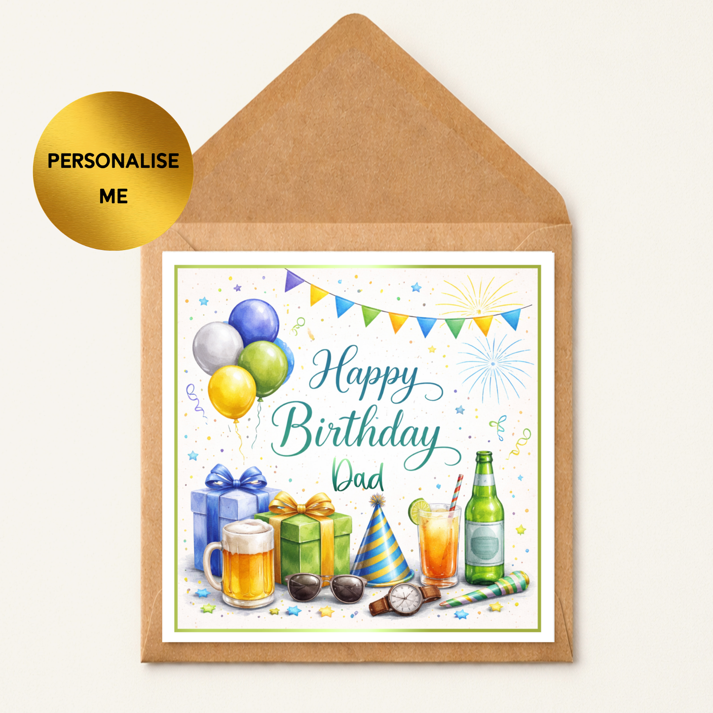 Personalised Birthday Card for Dad or Him, Custom Name Birthday Card, Beer Birthday Card for Men, Dad Birthday Card, Husband Birthday Card, Any Recipient Card
