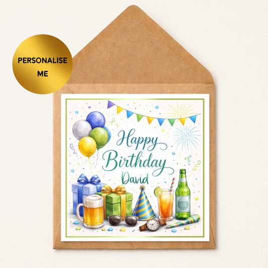 Personalised Birthday Card for Dad or Him, Custom Name Birthday Card, Beer Birthday Card for Men, Dad Birthday Card, Husband Birthday Card, Any Recipient Card