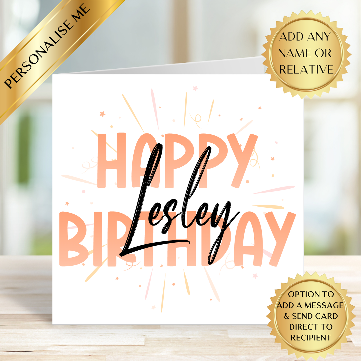 Personalised Happy Birthday Card | Custom Name Birthday Card | Any Name or Relation | Modern Birthday Card | Personalised Greeting Card