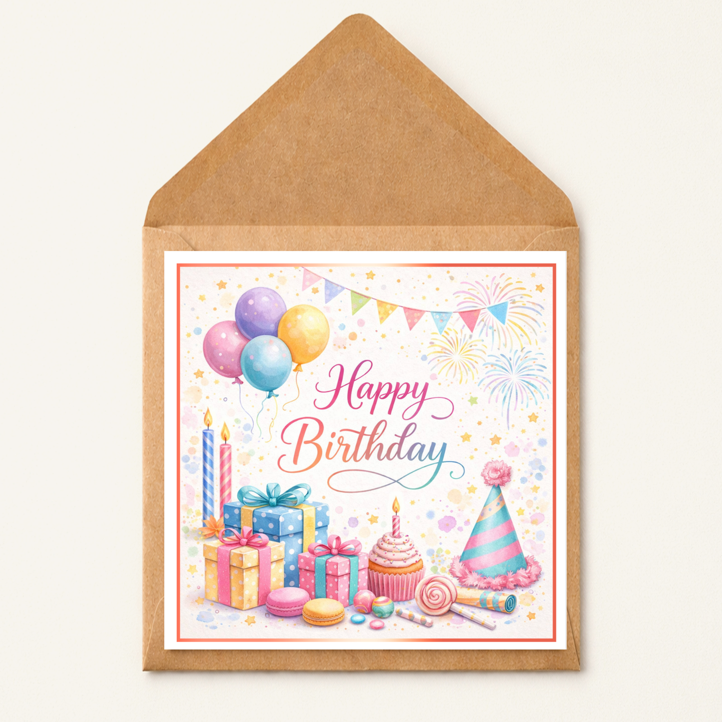 Personalised Happy Birthday Card, Cute Birthday Card, Any Age Birthday Card, Colourful Birthday Card, Birthday Card for Her,