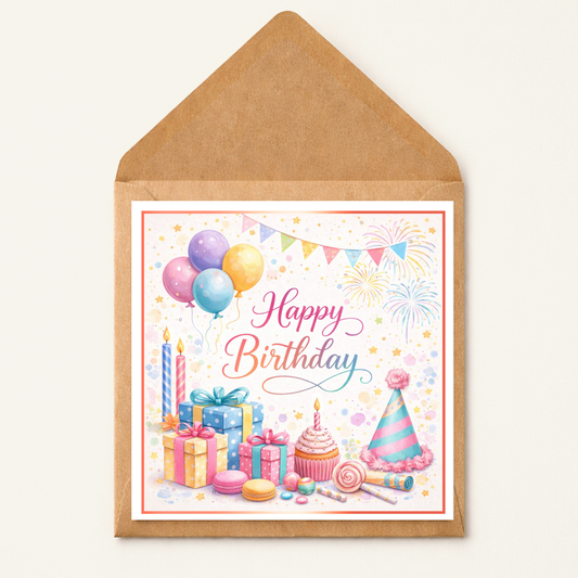 Personalised Happy Birthday Card, Cute Birthday Card, Any Age Birthday Card, Colourful Birthday Card, Birthday Card for Her,
