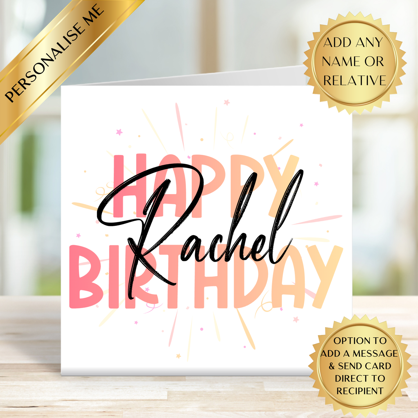 Personalised Happy Birthday Card | Custom Name Birthday Card | Any Name or Relation | Modern Birthday Card | Personalised Greeting Card