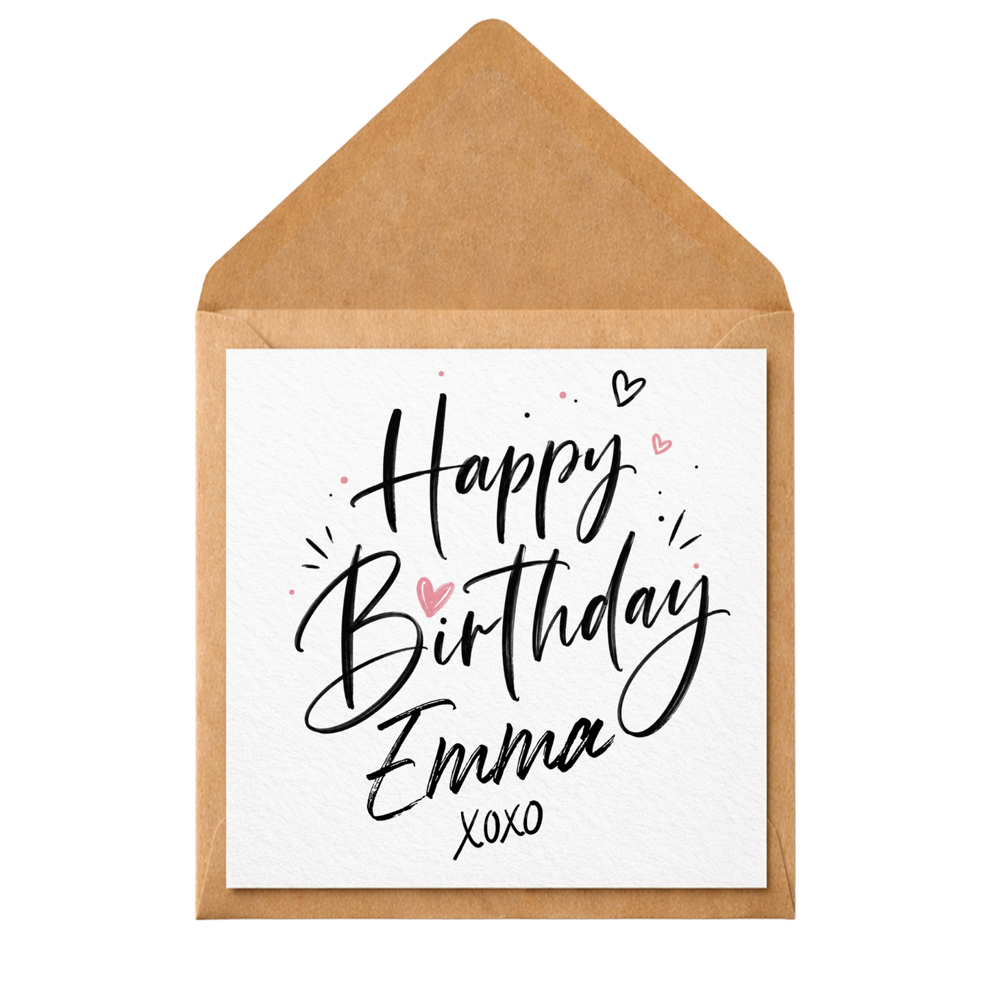 Personalised Handwritten Birthday Card | Custom Name Birthday Card | Minimalist Modern Birthday Card | Cute Girly Birthday Card