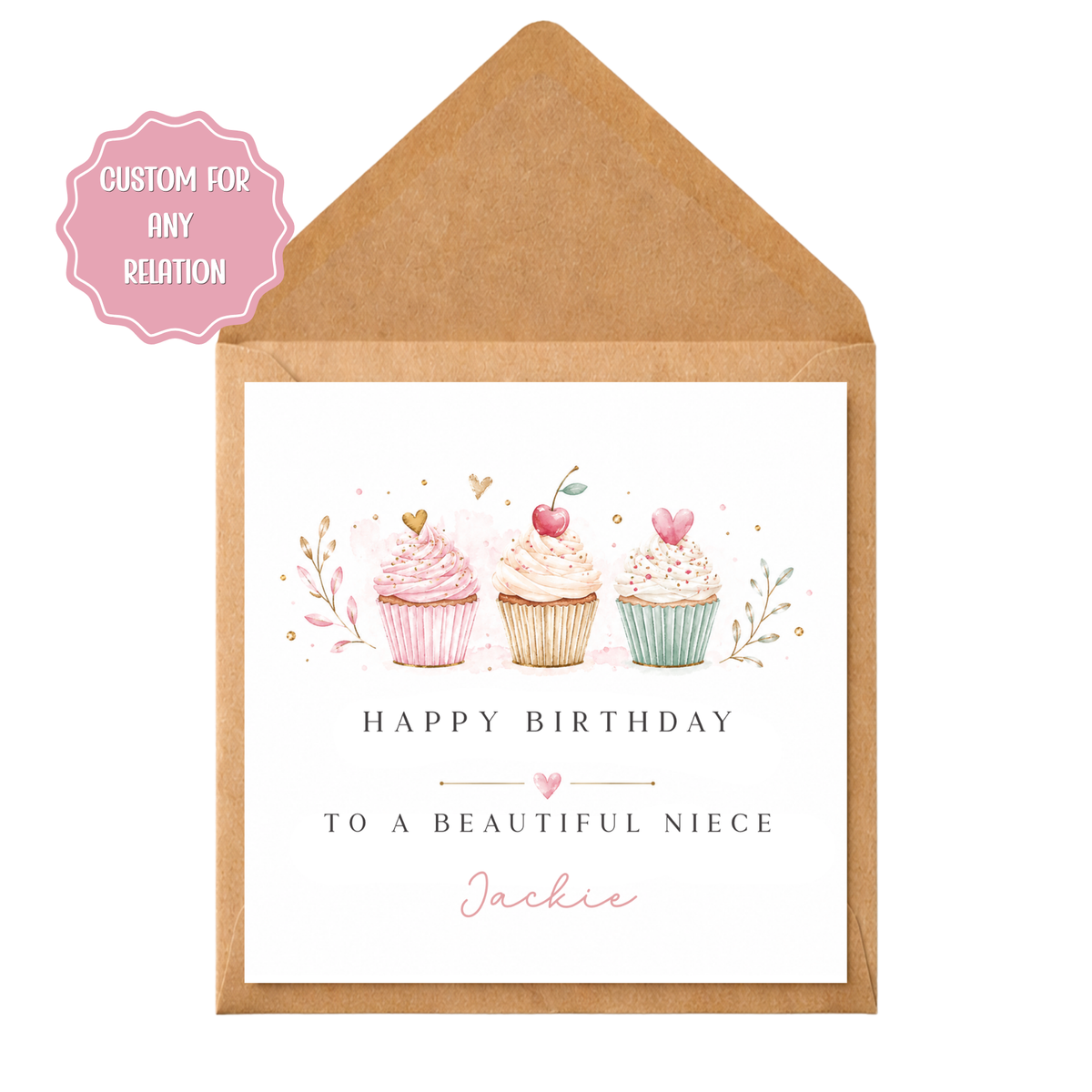 Personalised Birthday Card for Her, Any Relation Birthday Card, Custom Name Card, Niece Daughter Sister Mum Auntie Granddaughter