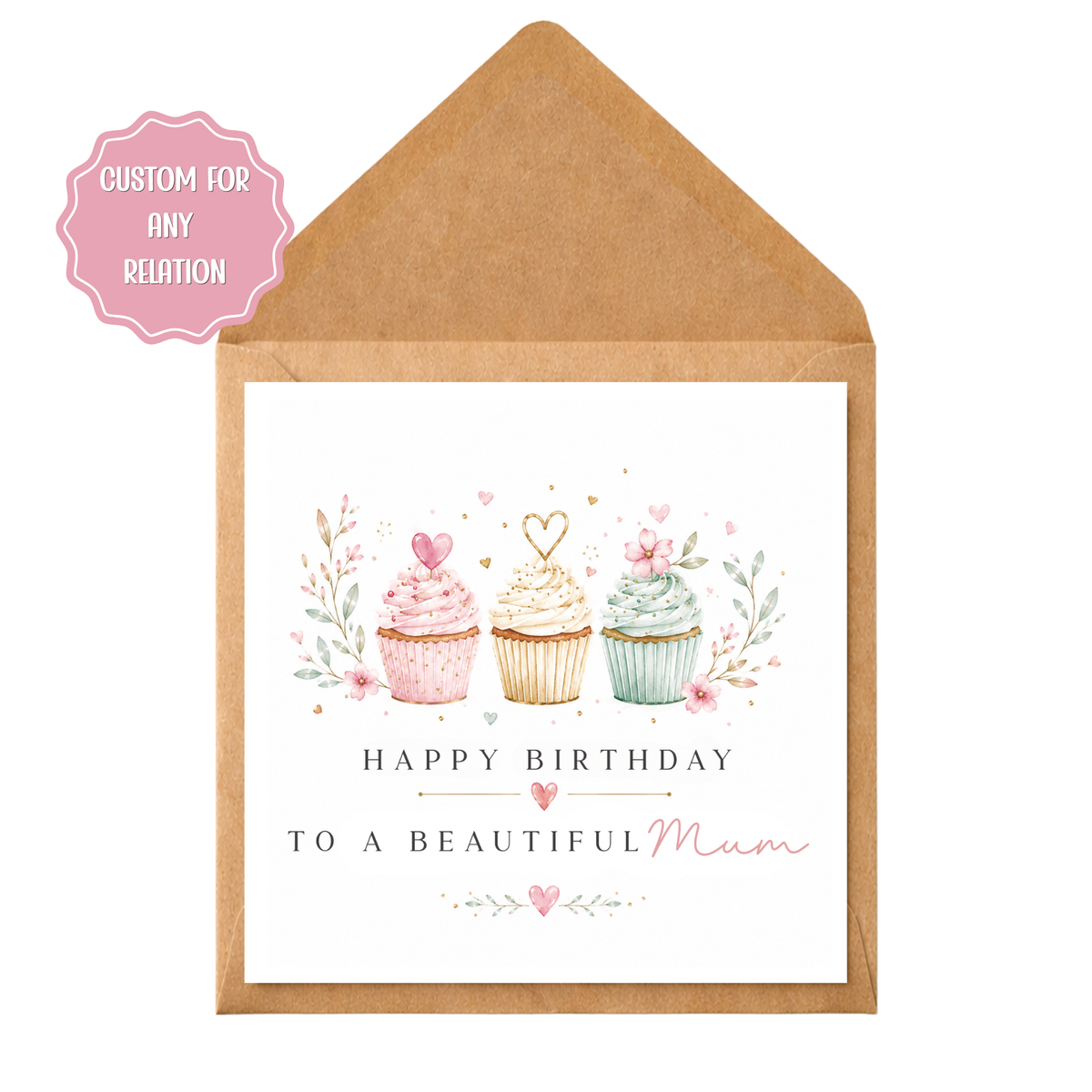 Personalised Birthday Card for Her, Any Relation Birthday Card, Sister Daughter Mum Niece Granddaughter, Custom Name Card for Women