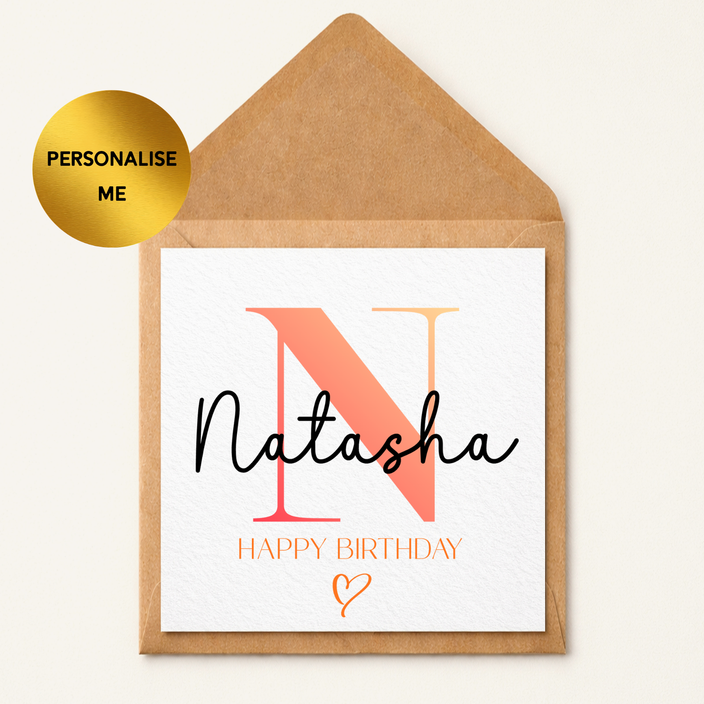 Personalised Initial Birthday Card, Custom Name Birthday Card, Minimalist Letter Card, Modern Typography Birthday Card, Any Name Card