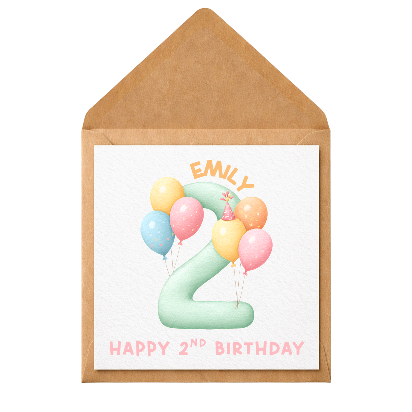 Personalised Birthday Card for Children | Any Age Birthday Card | Custom Name & Age Card | Watercolour Balloon Number Card