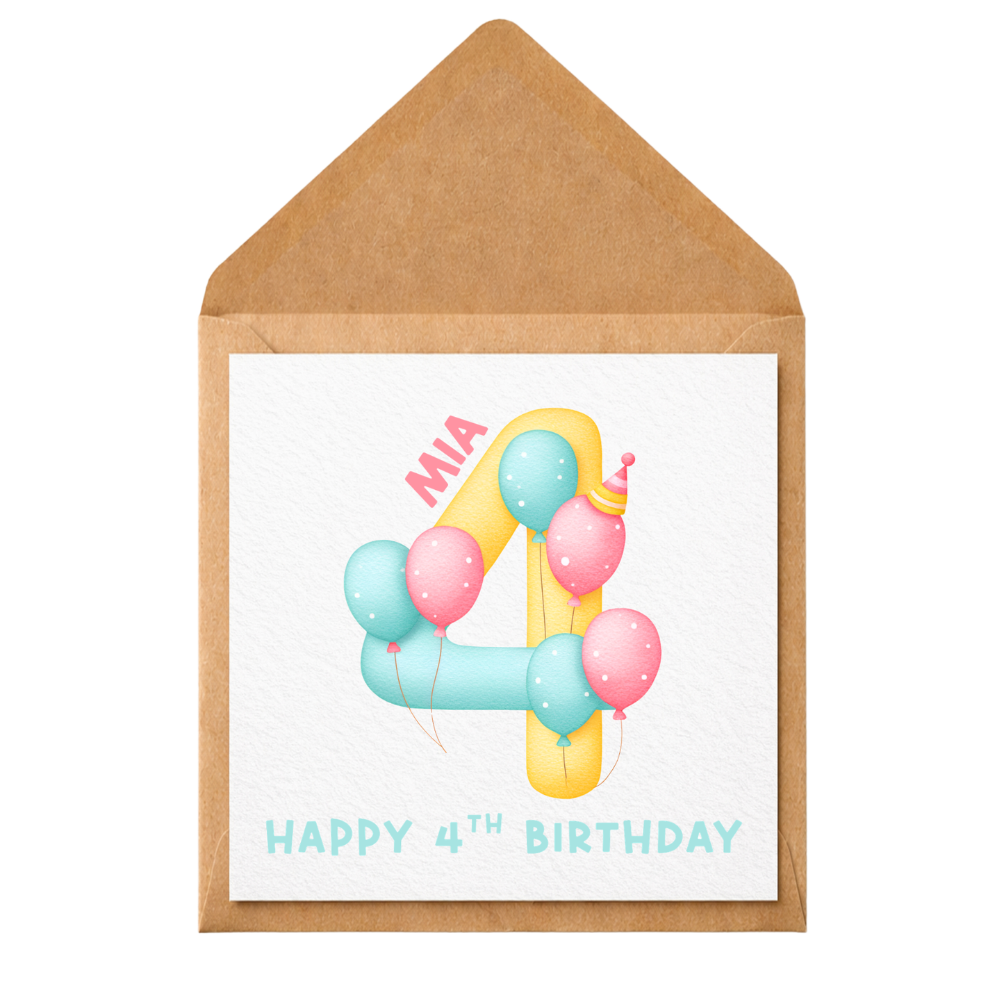 Personalised Birthday Card for Children | Any Age Birthday Card | Custom Name & Age Card | Watercolour Balloon Number Card