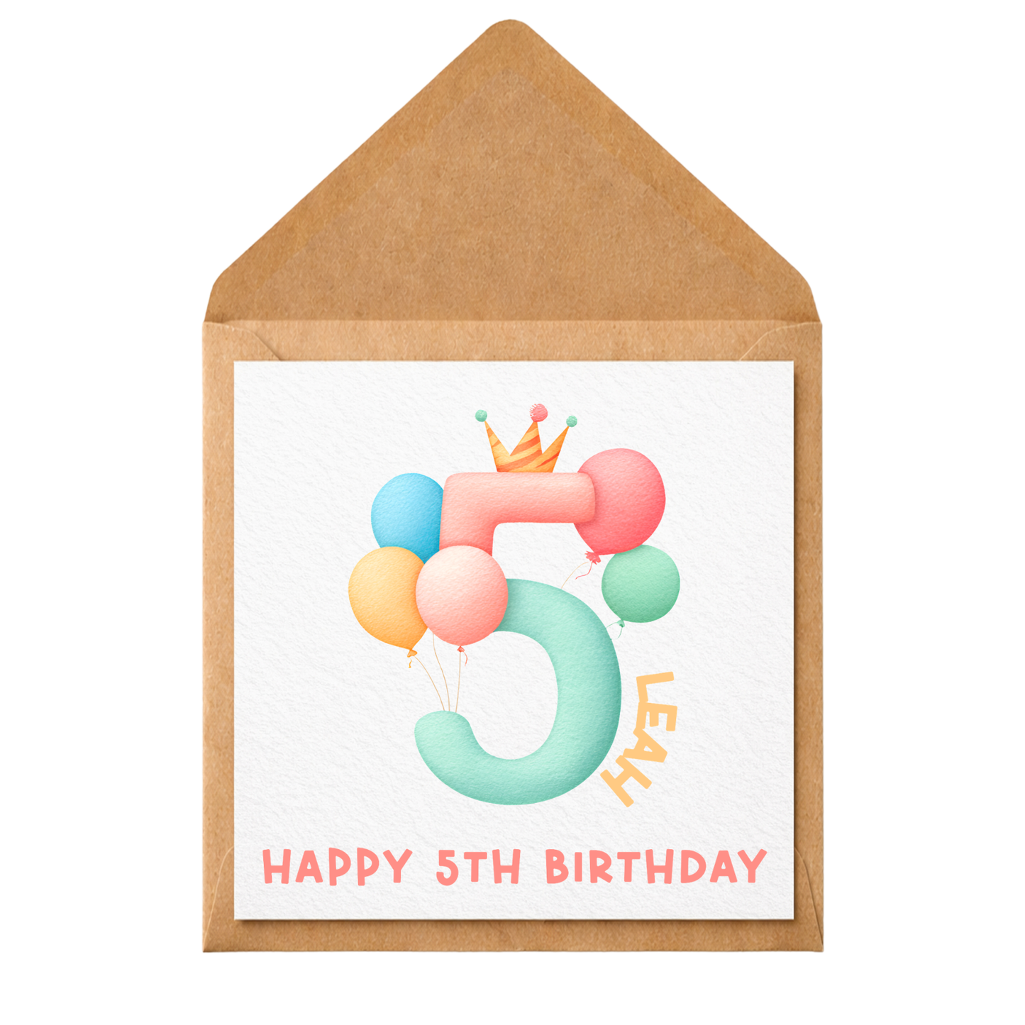 Personalised Birthday Card for Children | Any Age Birthday Card | Custom Name & Age Card | Watercolour Balloon Number Card
