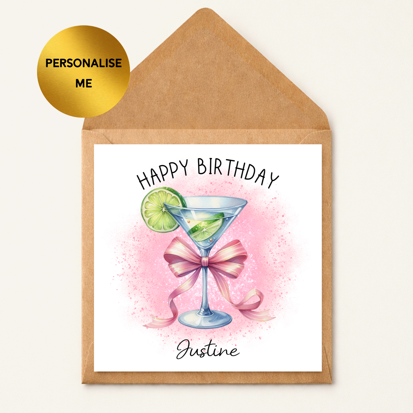 Personalised Martini Birthday Card, Cocktail Birthday Card, Gin Lover Birthday Card, Custom Name Birthday Card, Funny Alcohol Birthday Card