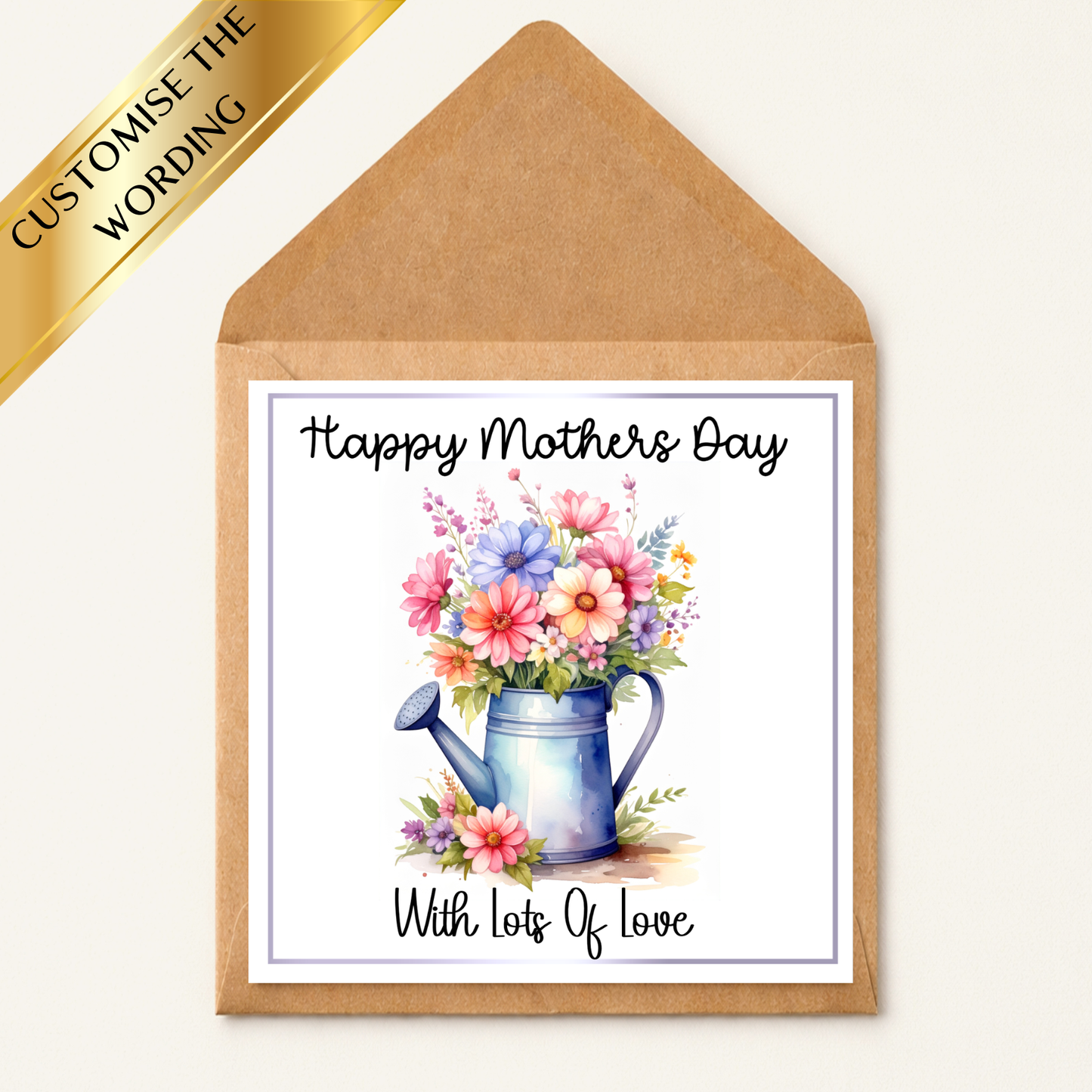 Personalised Mother’s Day Card, Floral Mum Card, Happy Mothers Day Card, Custom Message Card for Mum, Grandma, Nan, Aunty With Love Card
