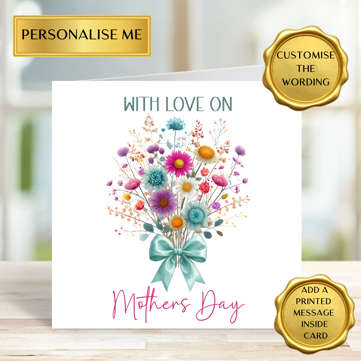 Elegant Floral Heart Personalised Mother’s Day Card