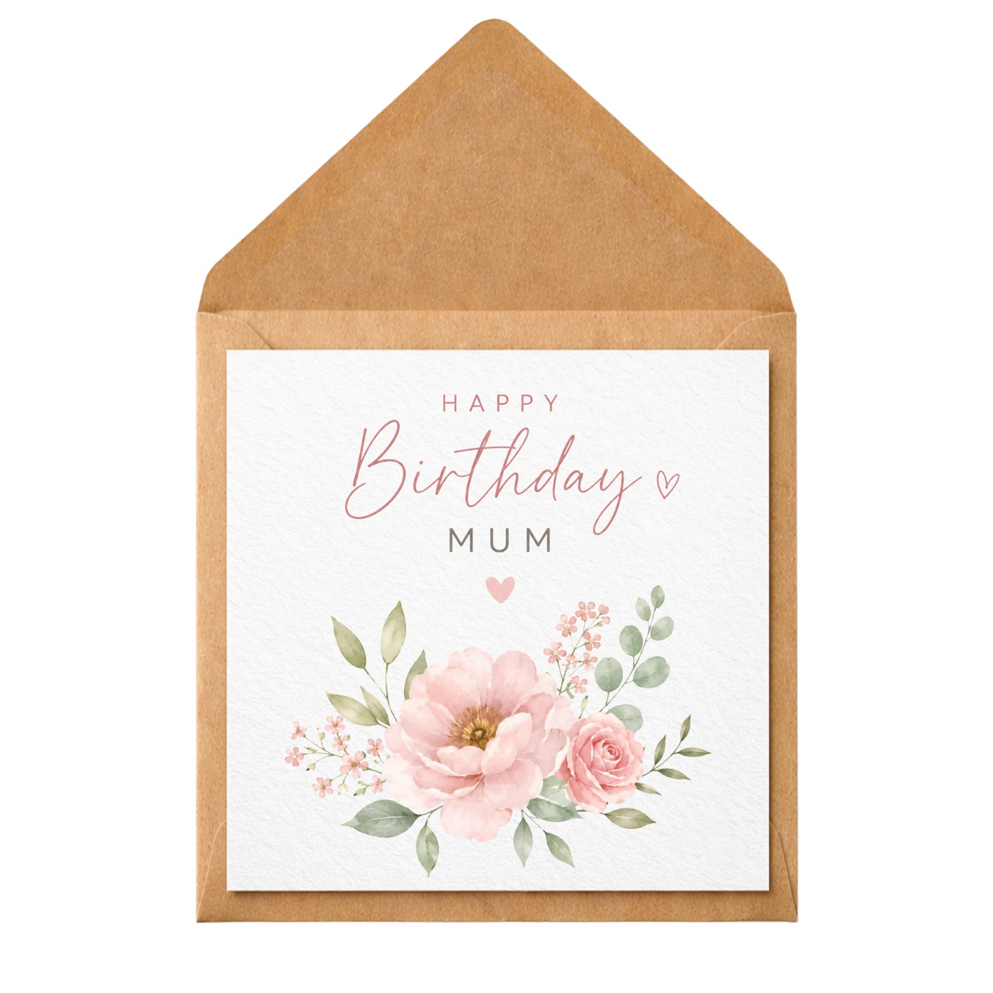 Mum Birthday Card | Floral Watercolour Birthday Card for Mum | Elegant Pink Flower Greeting Card | Luxury Birthday Card for Her