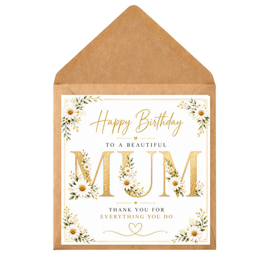 Personalised Floral Birthday Card for Mum