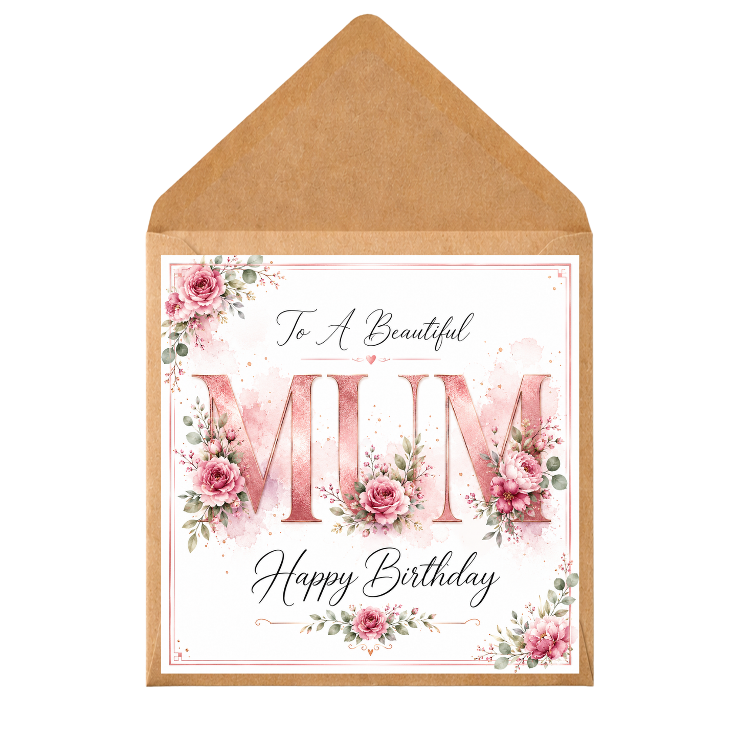 Personalised Pink Floral Birthday Card for Mum: Handmade Keepsake