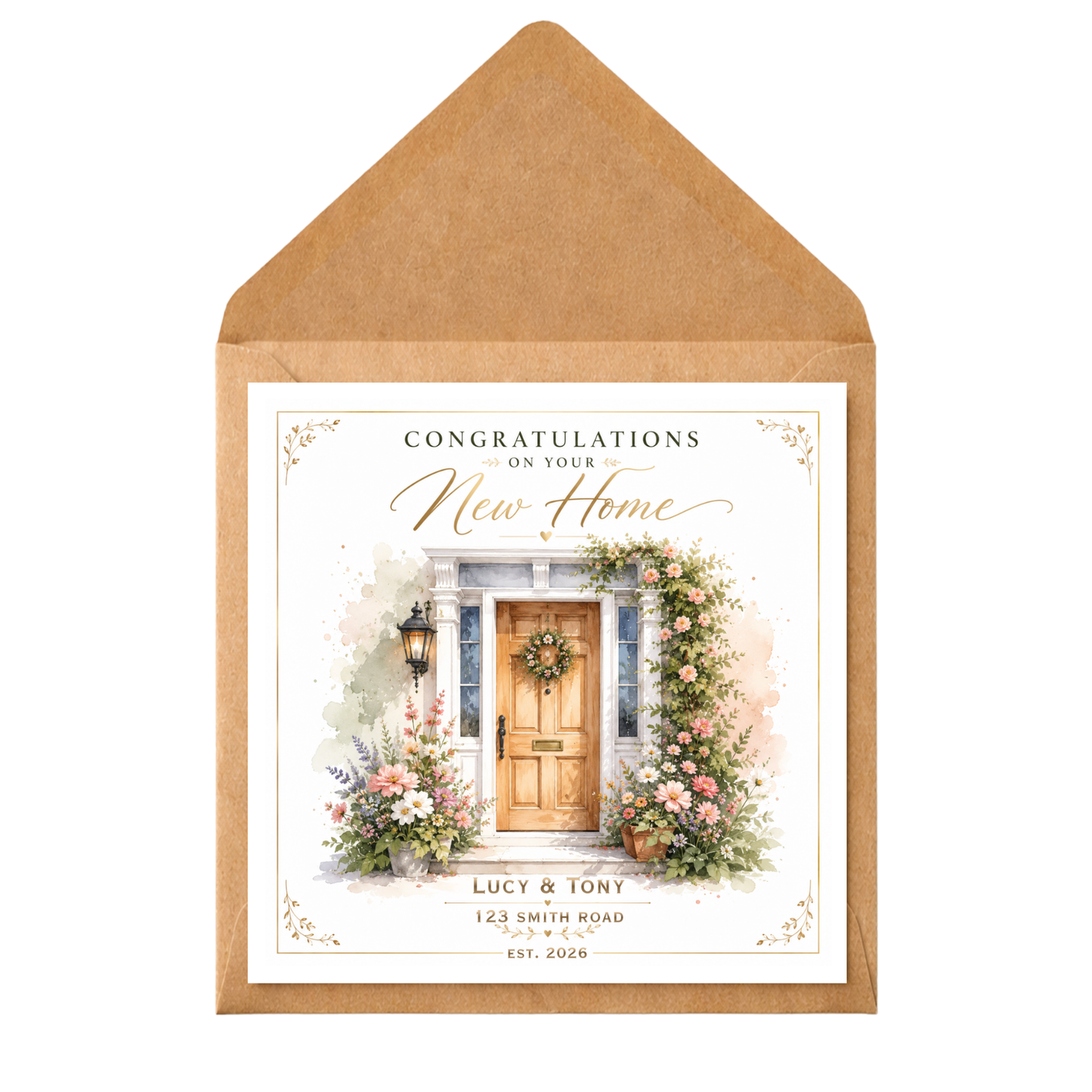 Personalised New Home Card – Housewarming Card – Congratulations on Your New Home – Custom Names & Address – New House Gift