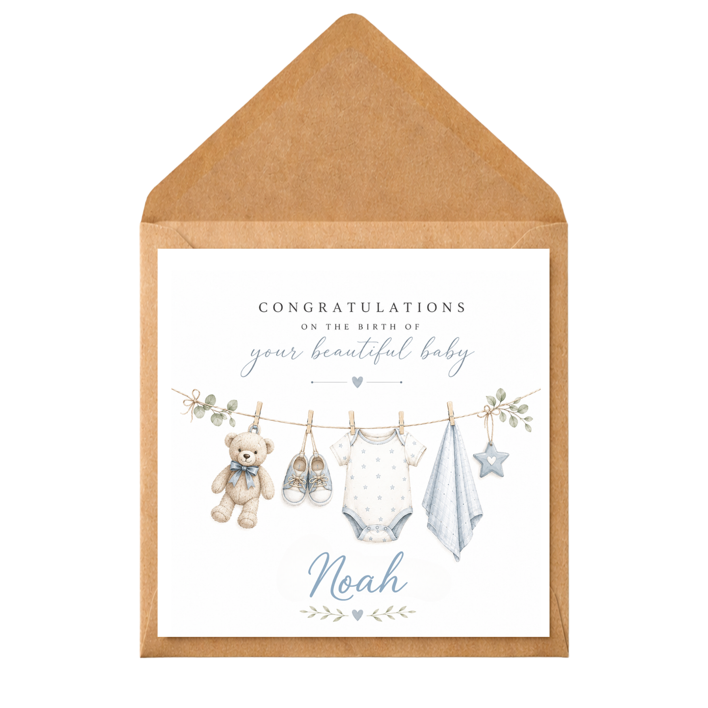 Personalised New Baby Boy Card | Congratulations on Your Beautiful Baby | Custom Baby Name Card | Newborn Baby Boy Congratulations