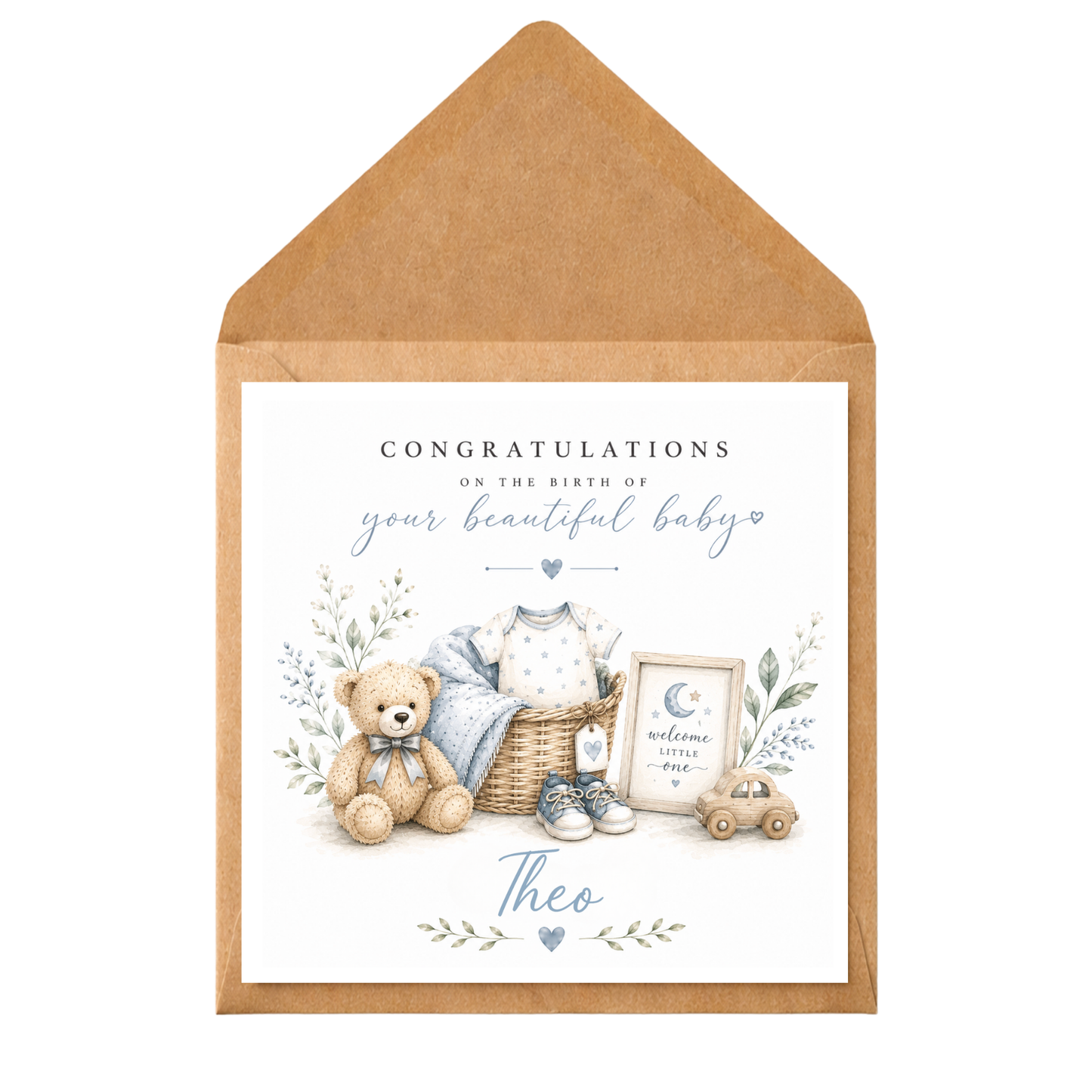 Personalised New Baby Boy Card | Congratulations on Your Beautiful Baby | Custom Baby Name Card | Newborn Baby Boy Congratulations