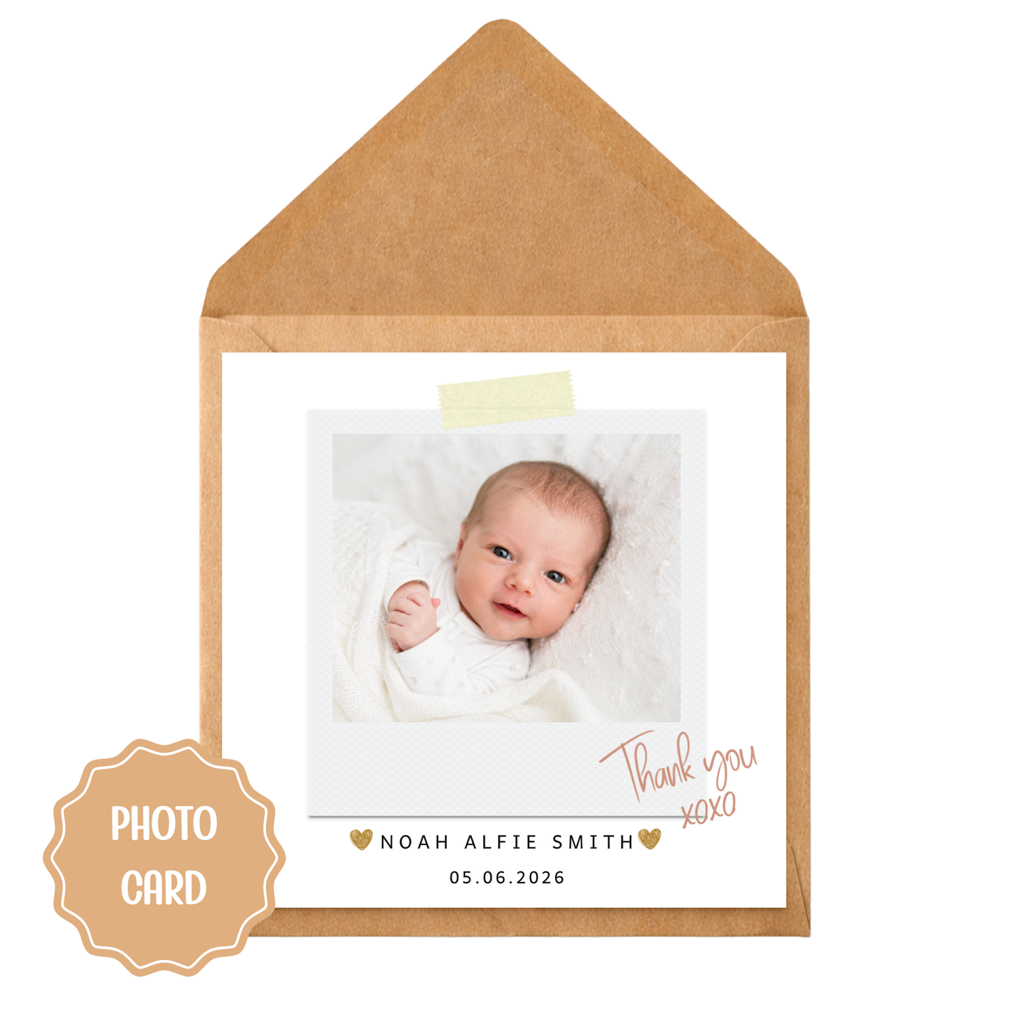 Personalised New Baby Thank You Cards with Photo | Baby Boy or Girl Thank You Card | Custom Birth Announcement Thank You