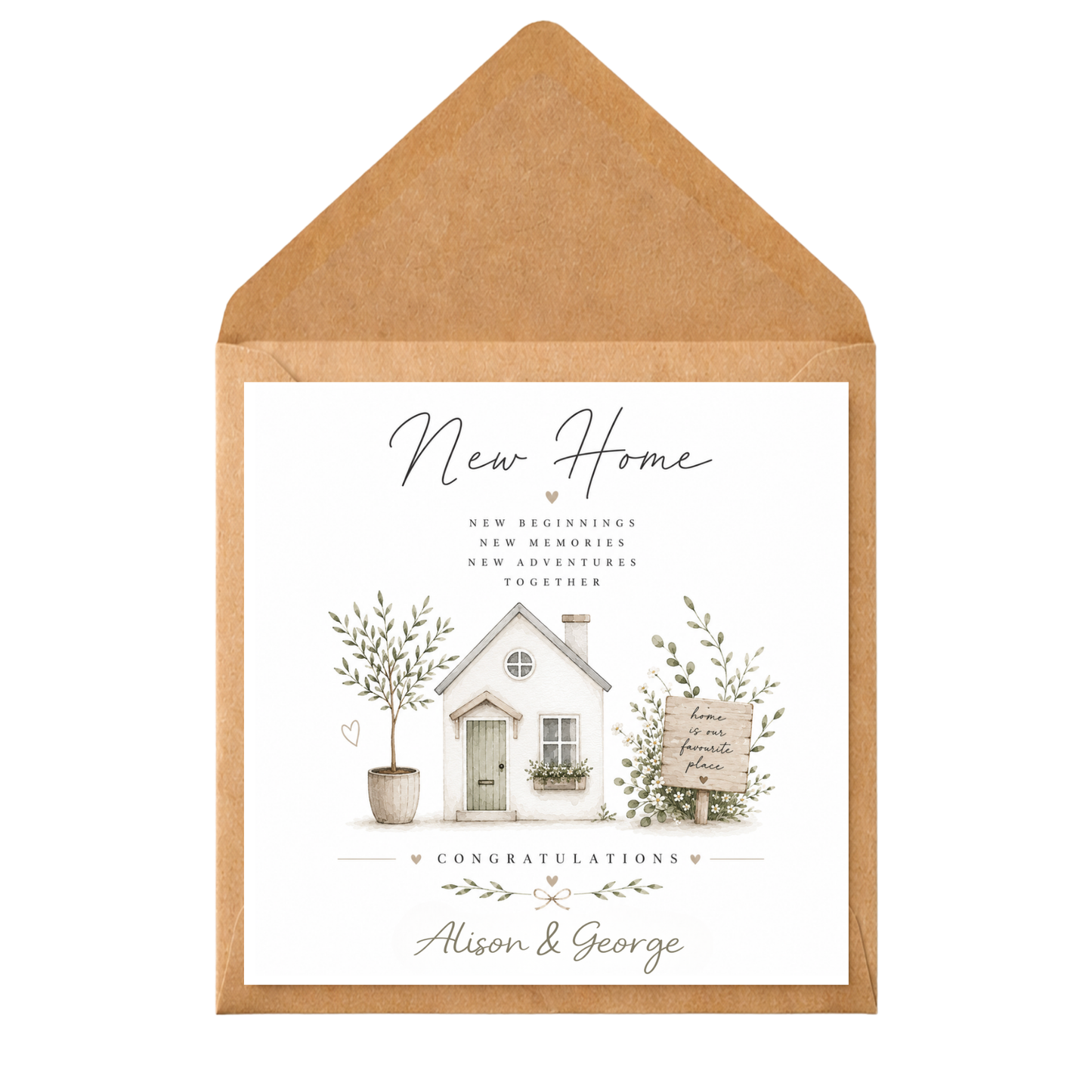 Personalised New Home Card | Housewarming Card | New Home Congratulations Card | First Home Gift | Custom Names Card